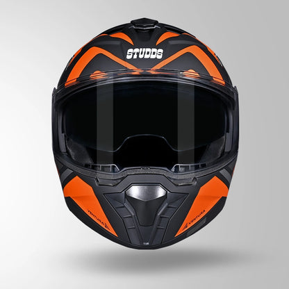 Studds Trooper D3 Ventura Decor Matt Black & Orange - Helmet