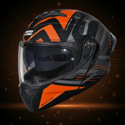 Studds Trooper D3 Ventura Decor Matt Black & Orange - Helmet