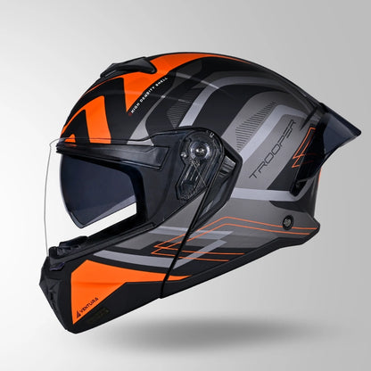 Studds Trooper D3 Ventura Decor Matt Black & Orange - Helmet