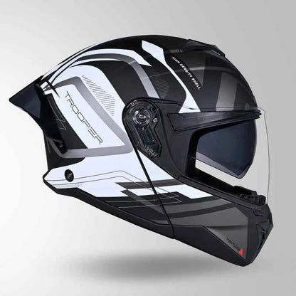 Studds Trooper D3 Ventura Decor Matt Black & White - Helmet