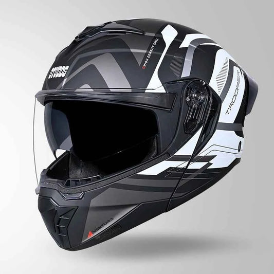 Studds Trooper D3 Ventura Decor Matt Black & White - Helmet