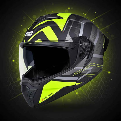 Studds Trooper D3 Ventura Decor Matt Black & Yellow - Helmet