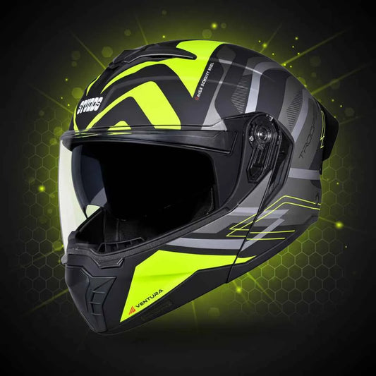 Studds Trooper D3 Ventura Decor Matt Black & Yellow - Helmet
