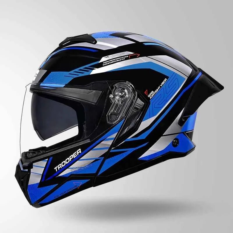 Studds Trooper D4 Race Decor Black / Grey & Blue - Helmet