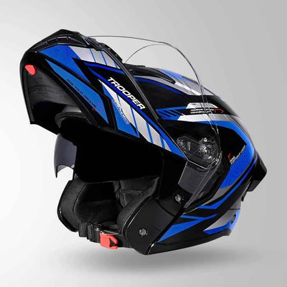Studds Trooper D4 Race Decor Black / Grey & Blue - Helmet