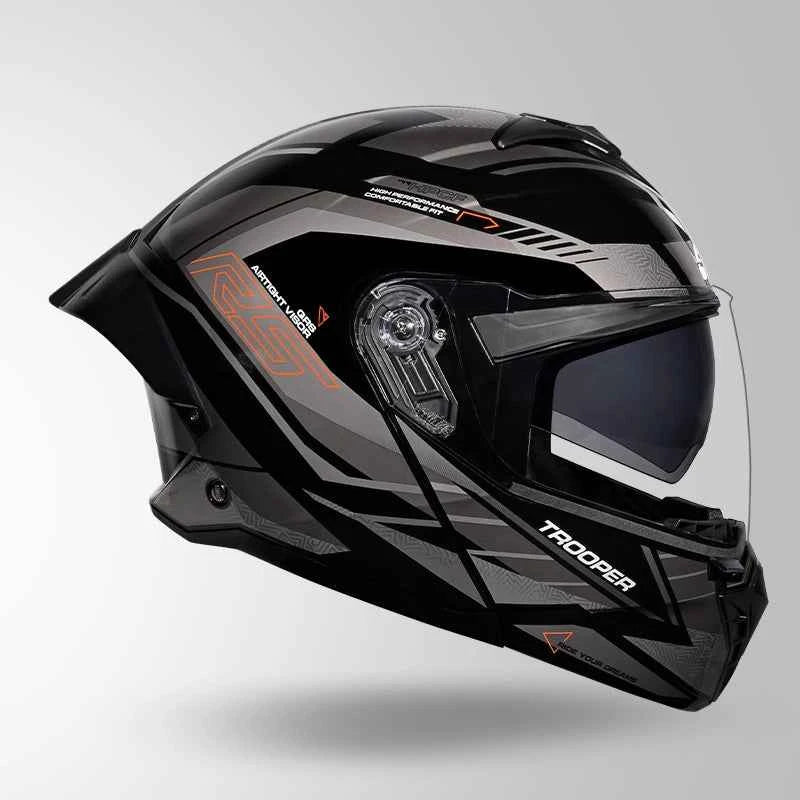 Studds Trooper D4 Race Decor Black / Orange & Grey - Helmet