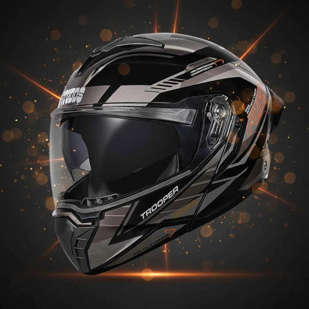 Studds Trooper D4 Race Decor Black / Orange & Grey - Helmet