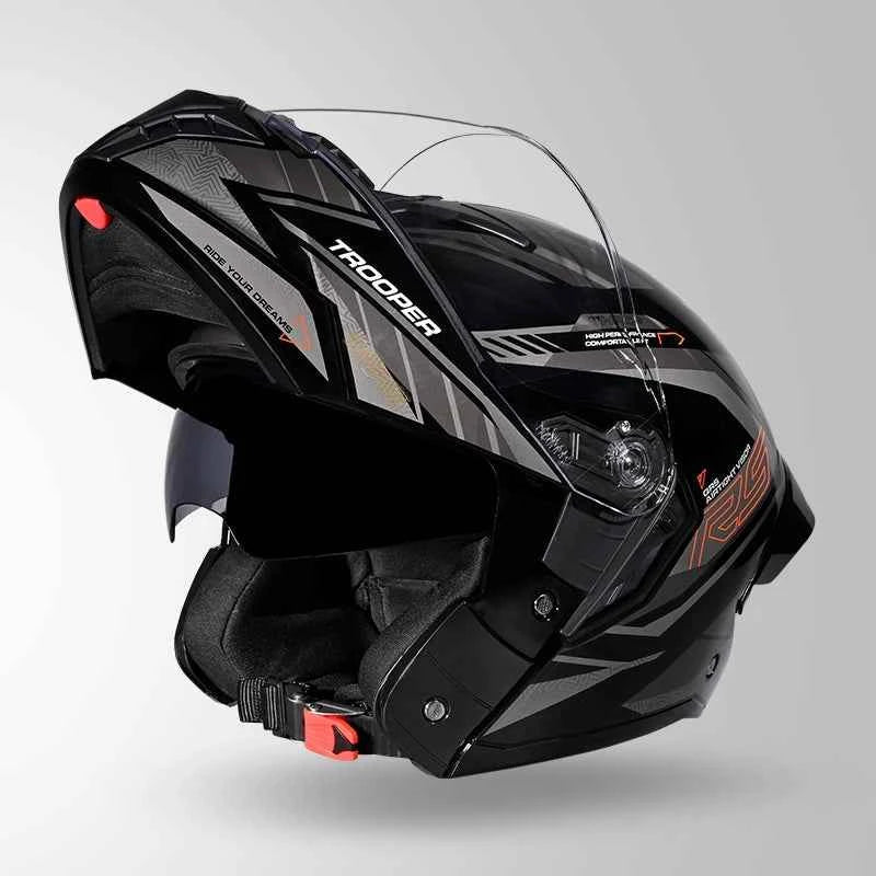 Studds Trooper D4 Race Decor Black / Orange & Grey - Helmet