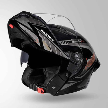 Studds Trooper D4 Race Decor Black / Orange & Grey - Helmet
