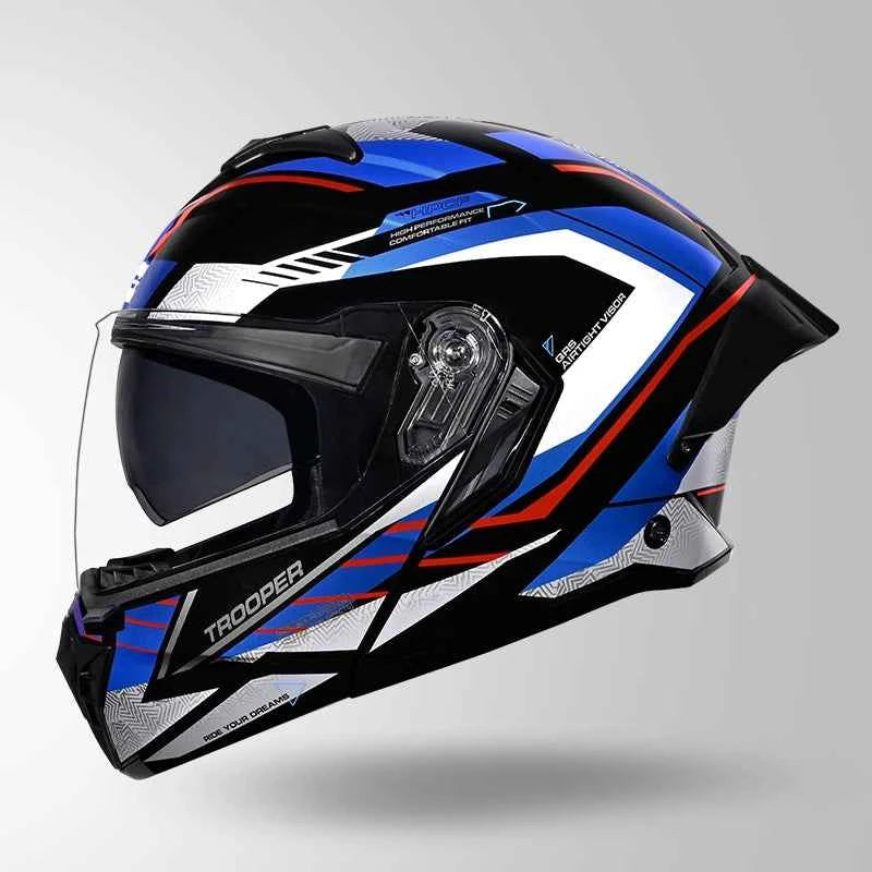 Studds Trooper D4 Race Decor Black / Red & Blue - Helmet