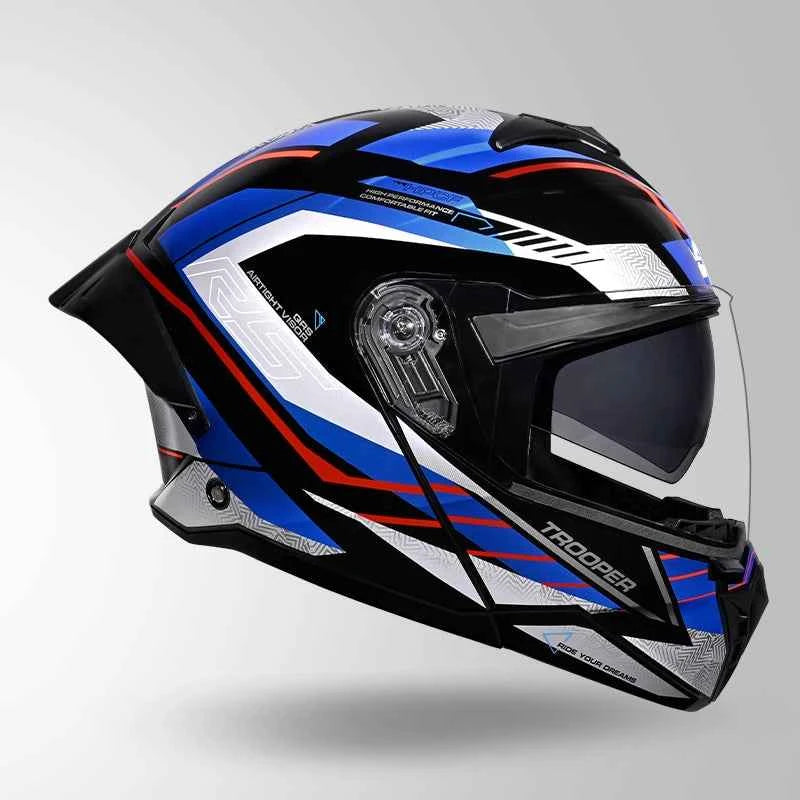 Studds Trooper D4 Race Decor Black / Red & Blue - Helmet