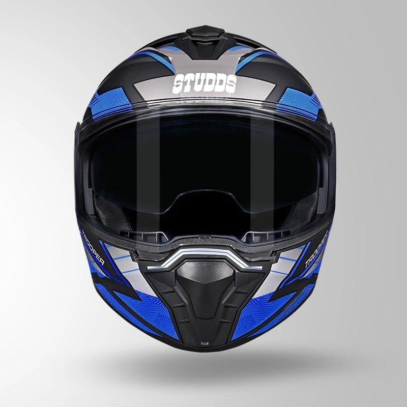 Studds Trooper D4 Race Decor Matt Black / Grey & Blue - Helmet