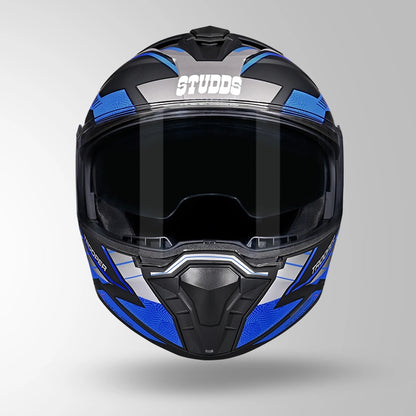 Studds Trooper D4 Race Decor Matt Black / Grey & Blue - Helmet