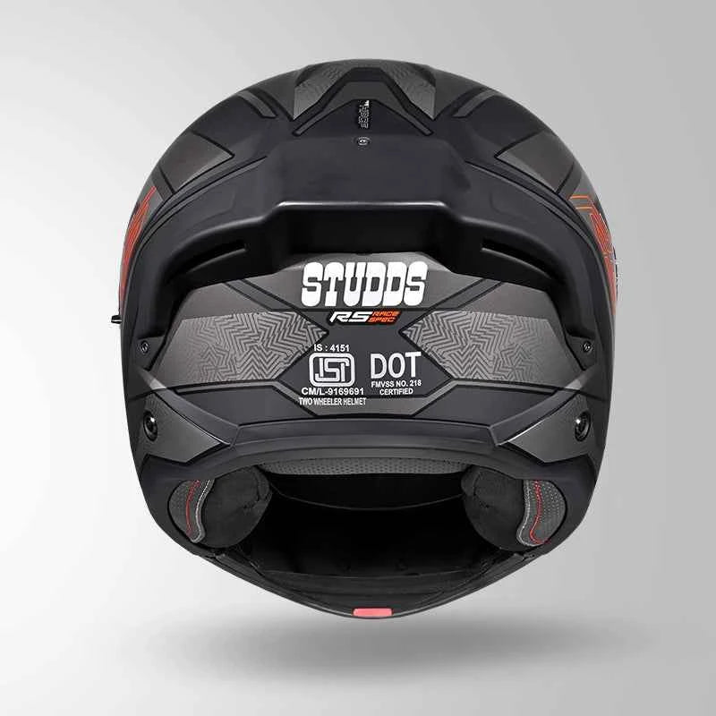Studds Trooper D4 Race Decor Matt Black / Orange & Grey - Helmet