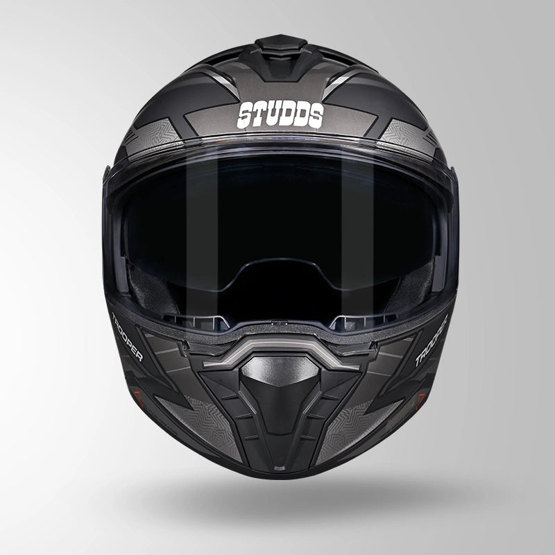 Studds Trooper D4 Race Decor Matt Black / Orange & Grey - Helmet
