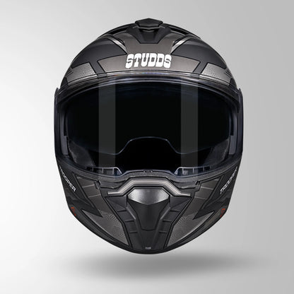 Studds Trooper D4 Race Decor Matt Black / Orange & Grey - Helmet