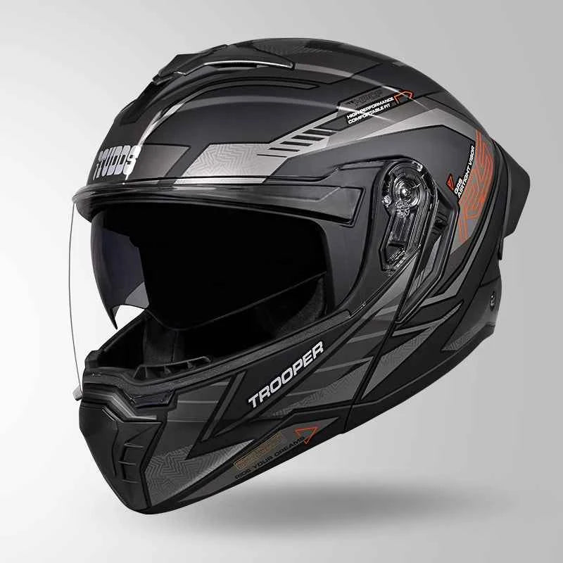 Studds Trooper D4 Race Decor Matt Black / Orange & Grey - Helmet