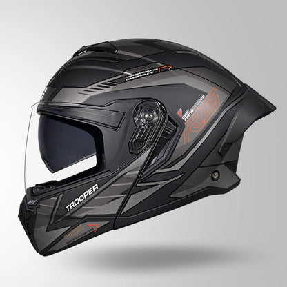 Studds Trooper D4 Race Decor Matt Black / Orange & Grey - Helmet
