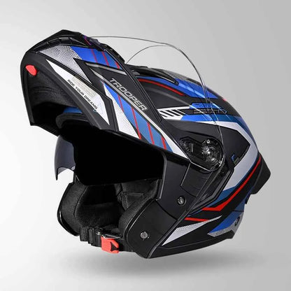 Studds Trooper D4 Race Decor Matt Black / Red & Blue