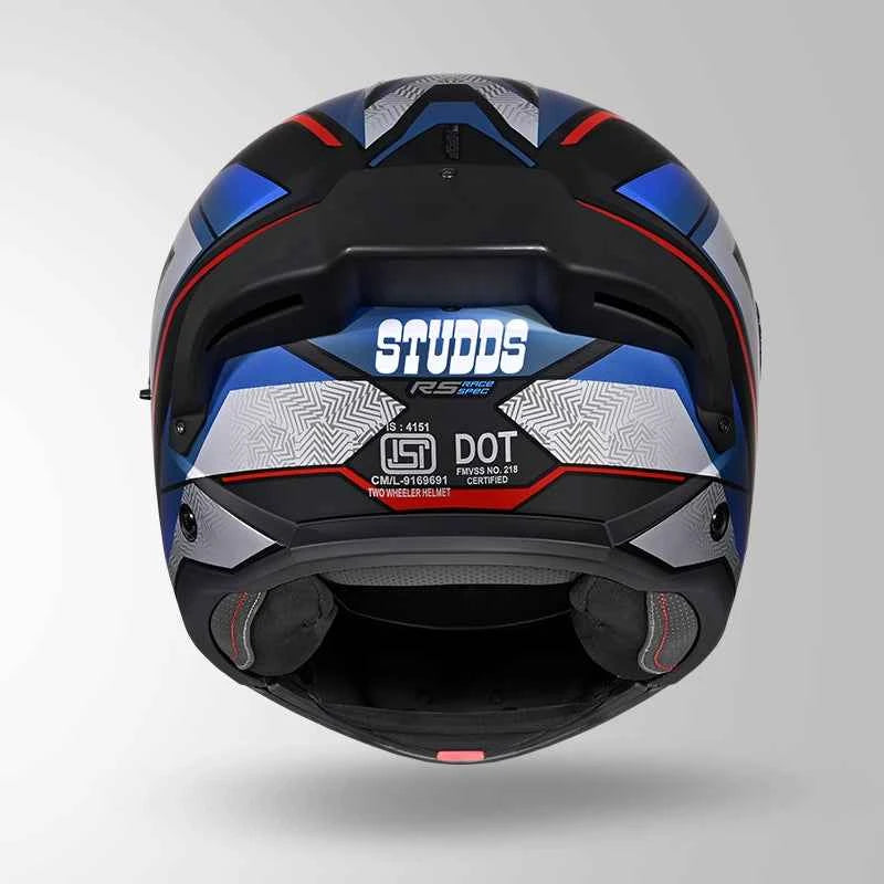 Studds Trooper D4 Race Decor Matt Black / Red & Blue