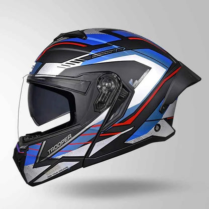 Studds Trooper D4 Race Decor Matt Black / Red & Blue