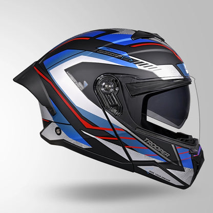 Studds Trooper D4 Race Decor Matt Black / Red & Blue - Helmet