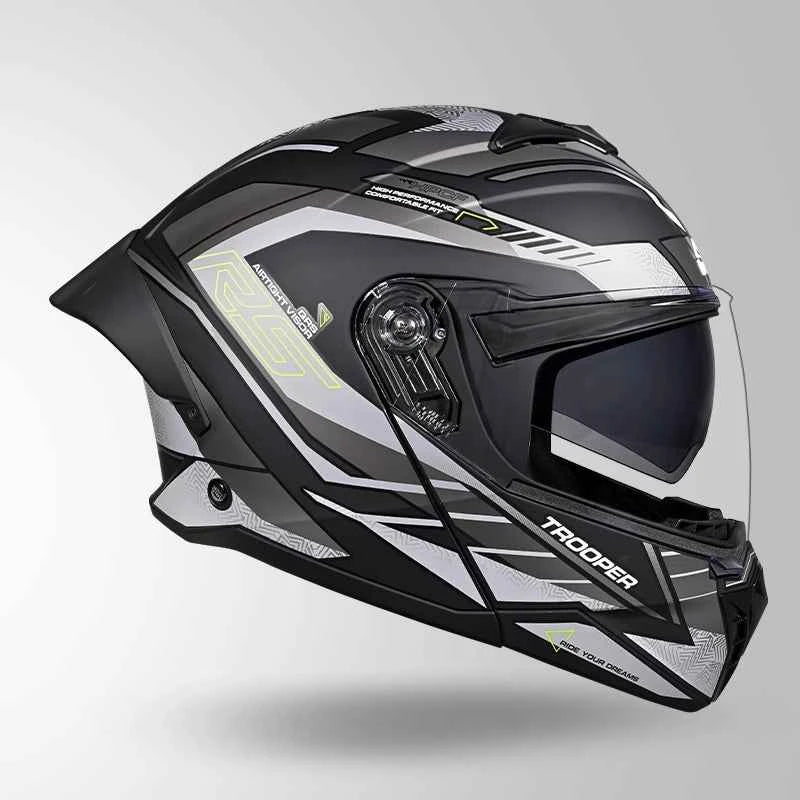 Studds Trooper D4 Race Decor Matt Black / Yellow & Grey - Helmet