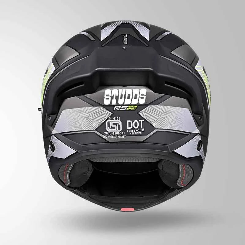 Studds Trooper D4 Race Decor Matt Black / Yellow & Grey - Helmet
