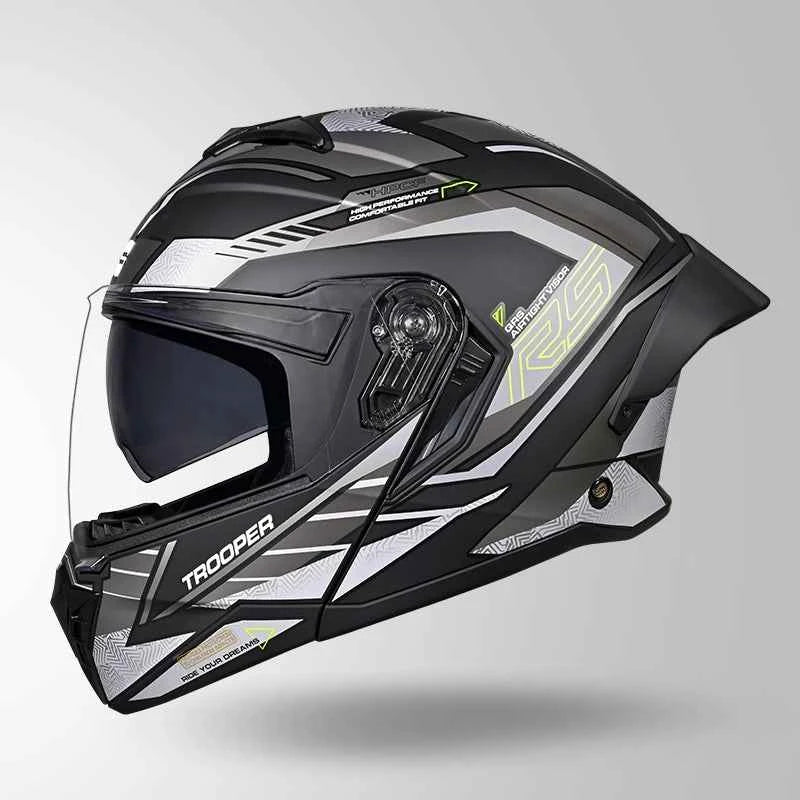 Studds Trooper D4 Race Decor Matt Black / Yellow & Grey - Helmet