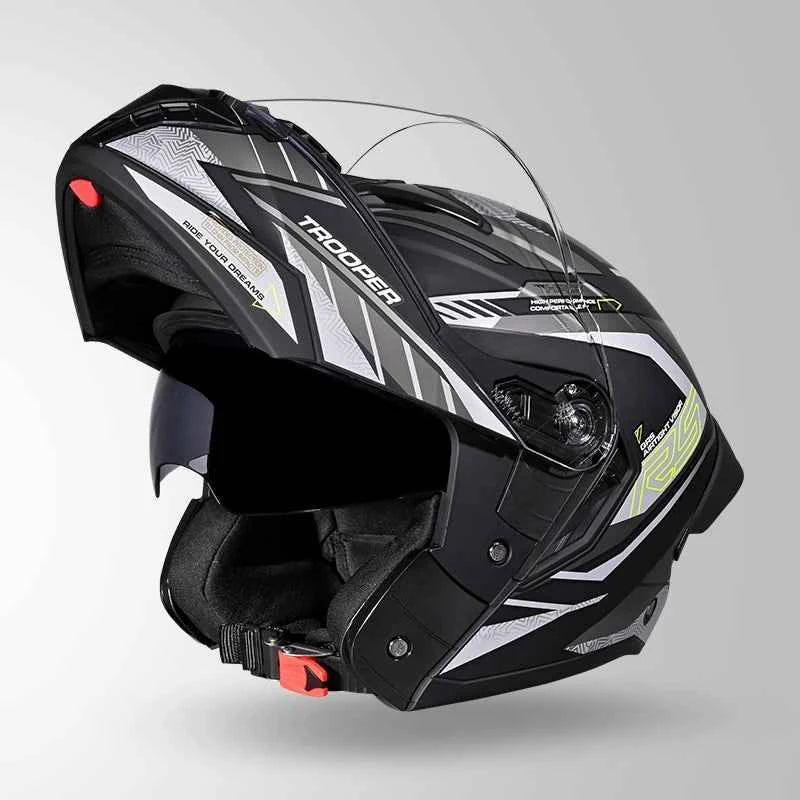 Studds Trooper D4 Race Decor Matt Black / Yellow & Grey - Helmet