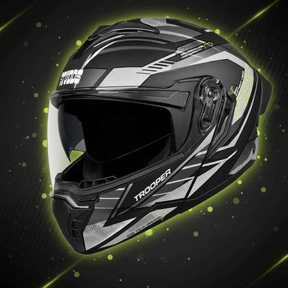 Studds Trooper D4 Race Decor Matt Black / Yellow & Grey - Helmet