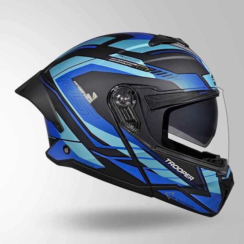Studds Trooper D4 Race Decor Matt Black & Blue - Helmet
