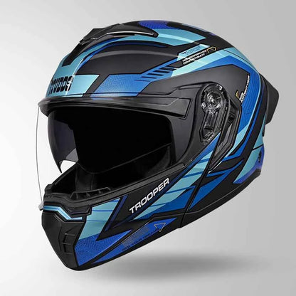 Studds Trooper D4 Race Decor Matt Black & Blue - Helmet