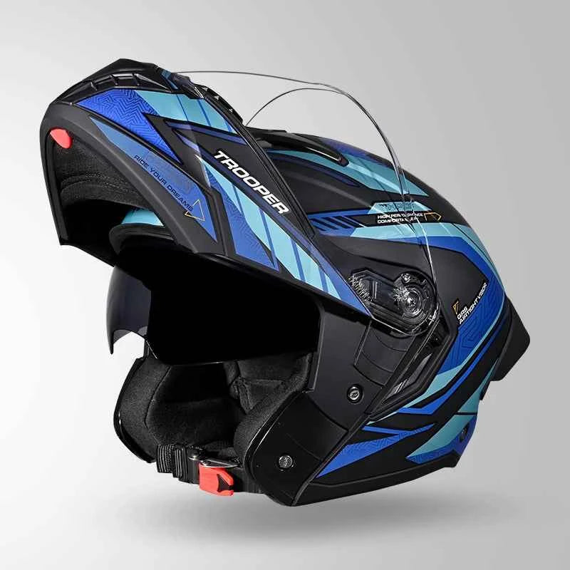 Studds Trooper D4 Race Decor Matt Black & Blue - Helmet