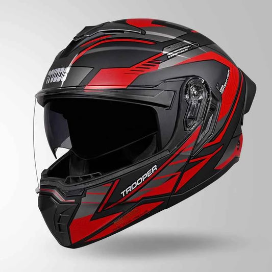 Studds Trooper D4 Race Decor Matt Black & Red - Helmet