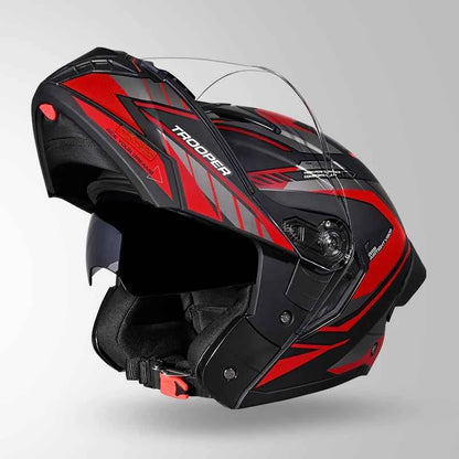 Studds Trooper D4 Race Decor Matt Black & Red - Helmet