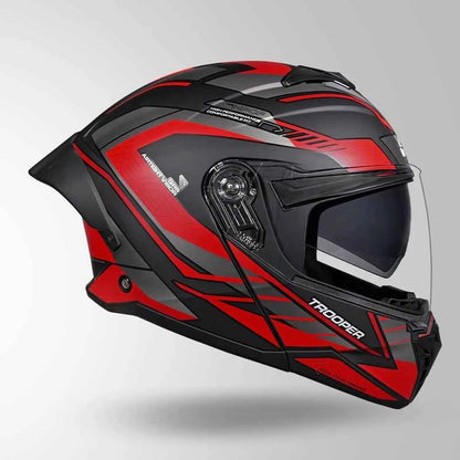 Studds Trooper D4 Race Decor Matt Black & Red - Helmet