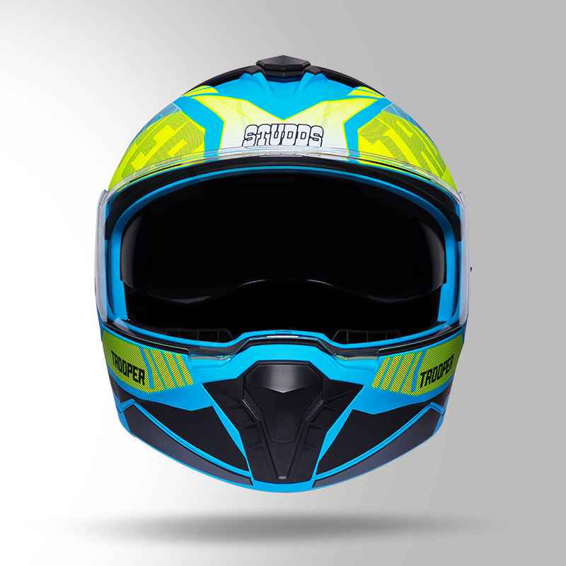 Studds Trooper DV D1 Decor Matt Blue & Yellow - Helmet