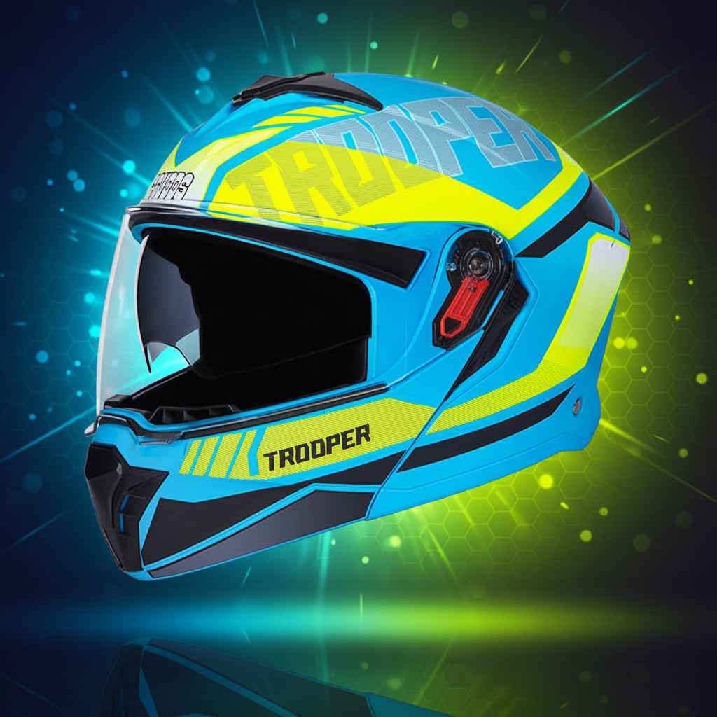 Studds Trooper DV D1 Decor Matt Blue & Yellow - Helmet