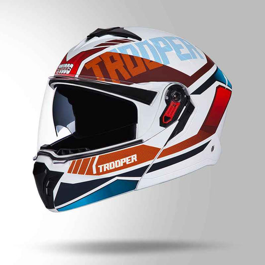 Studds Trooper DV D1 Decor Matt White & Red - Helmet