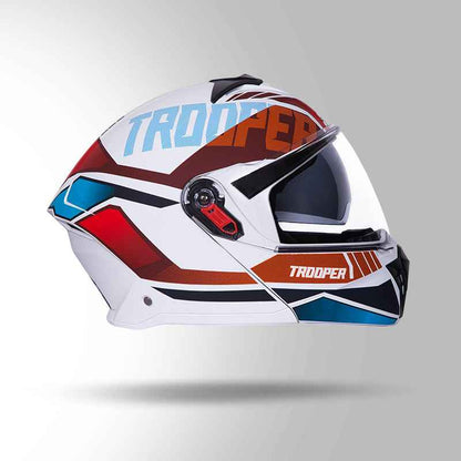 Studds Trooper DV D1 Decor Matt White & Red - Helmet