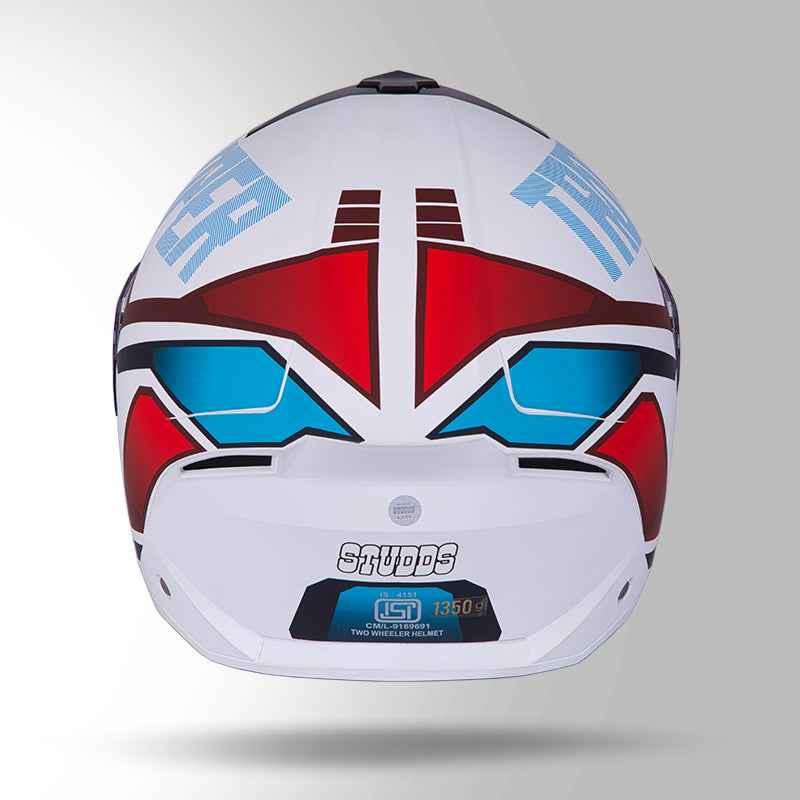 Studds Trooper DV D1 Decor Matt White & Red - Helmet
