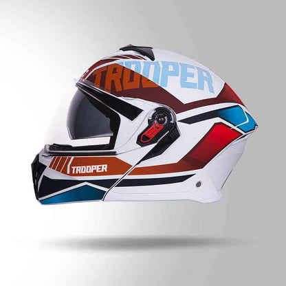 Studds Trooper DV D1 Decor Matt White & Red - Helmet