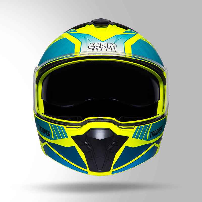Studds Trooper DV D1 Decor Matt Yellow & Blue - Helmet