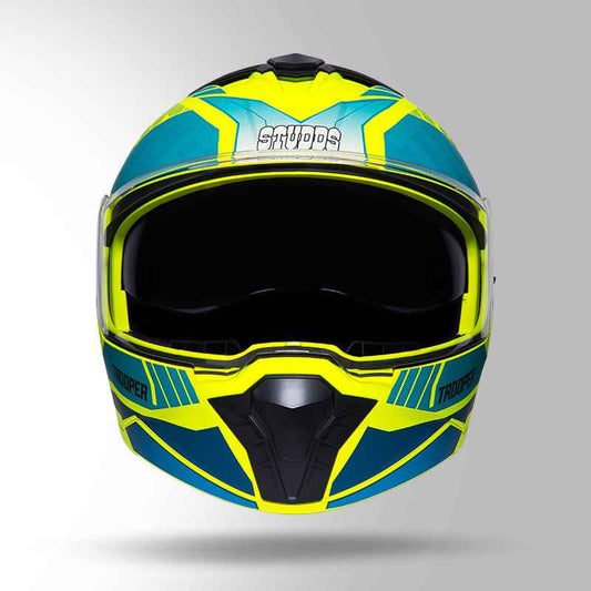 Studds Trooper DV D1 Decor Matt Yellow & Blue - Helmet