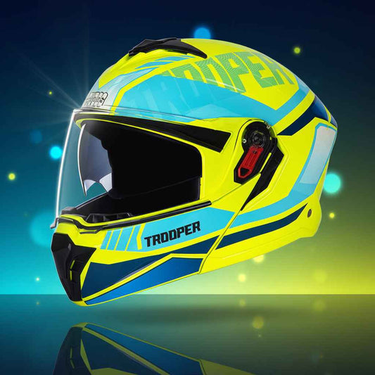 Studds Trooper DV D1 Decor Matt Yellow & Blue - Helmet