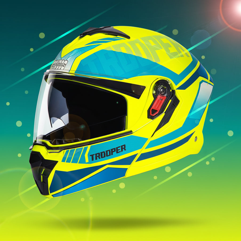 Studds Trooper DV D1 Decor Matt Yellow & Green - Helmet