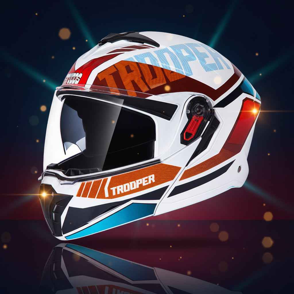 Studds Trooper DV D1 Decor White & Red - Helmet