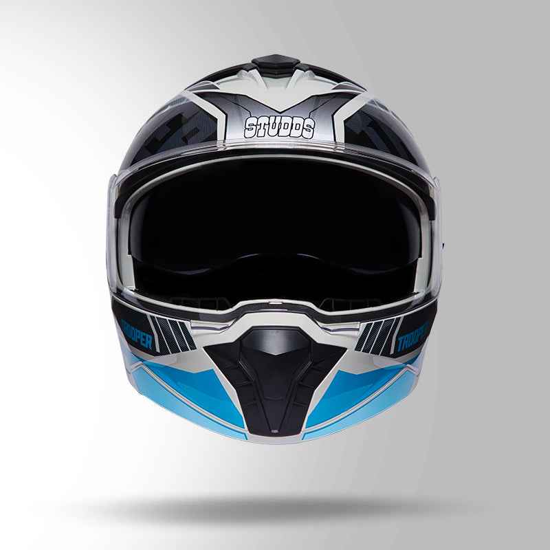 Studds Trooper DV D1 Decor Matt Grey & Blue - Helmet