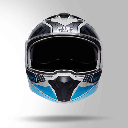 Studds Trooper DV D1 Decor Matt Grey & Blue - Helmet